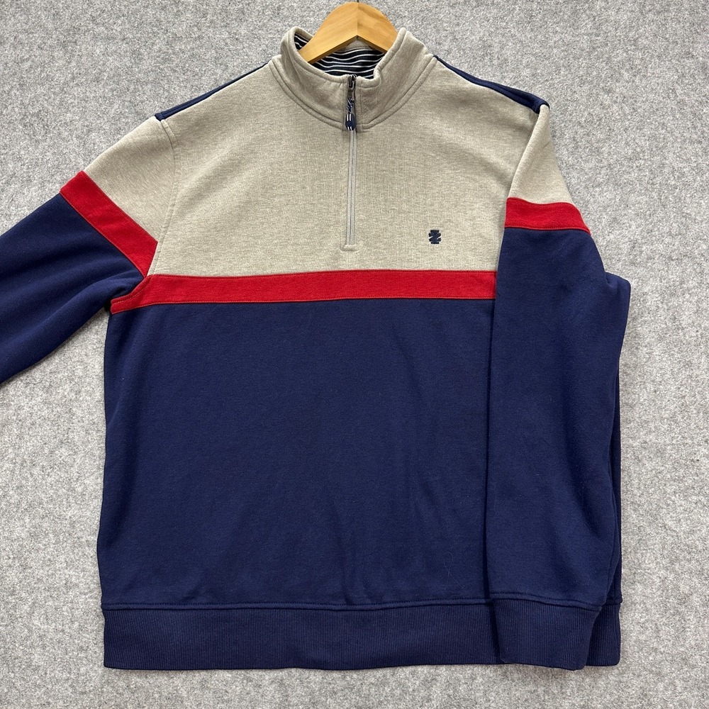 IZOD‎ Advantage Performance Pullover Men's Size Large Gray Navy Red Quarter Zip